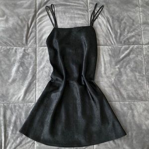 floral print black silk slip dress